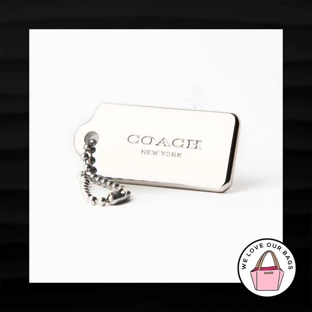 NEW Medium COACH SILVER NICKEL THICK METAL KEY FOB BAG CHARM KEYCHAIN HANG TAG